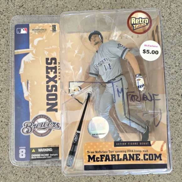 Vintage Signed By McFarlane MLB Milwaukee Brewers Richie Sexon Action Figure - Picture 1 of 4